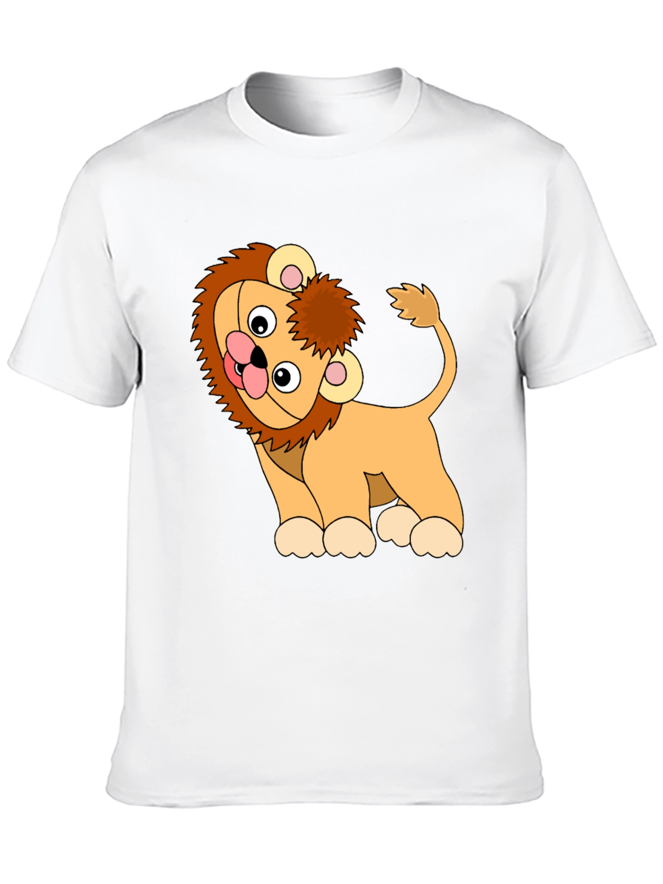 Cute Cartoon Lion Black T-Shirt
