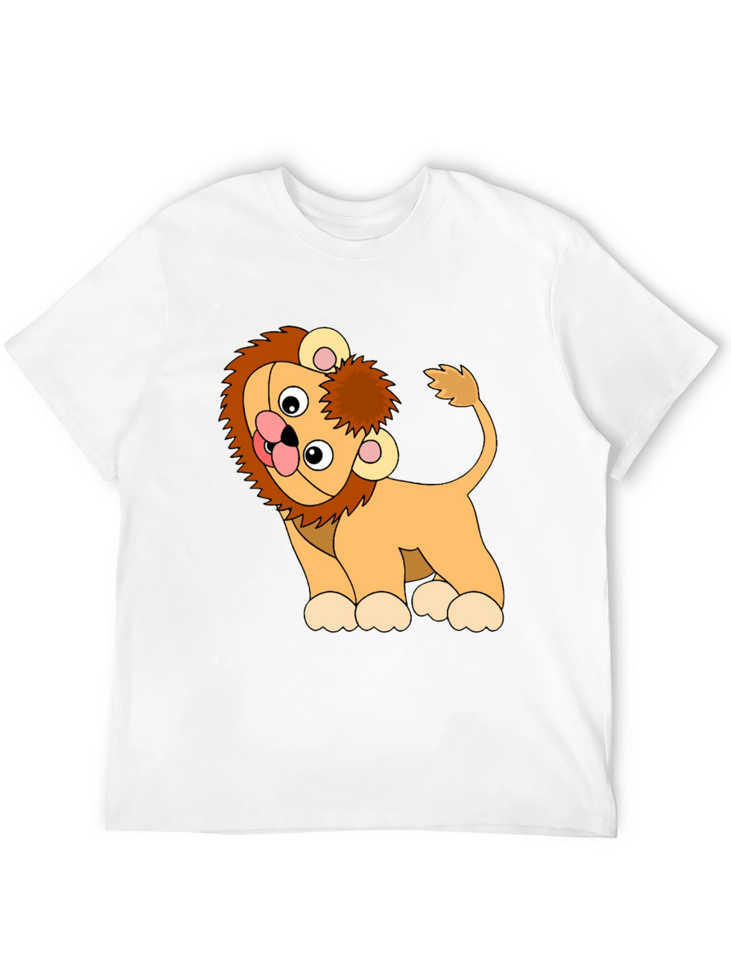 Cute Cartoon Lion Black T-Shirt