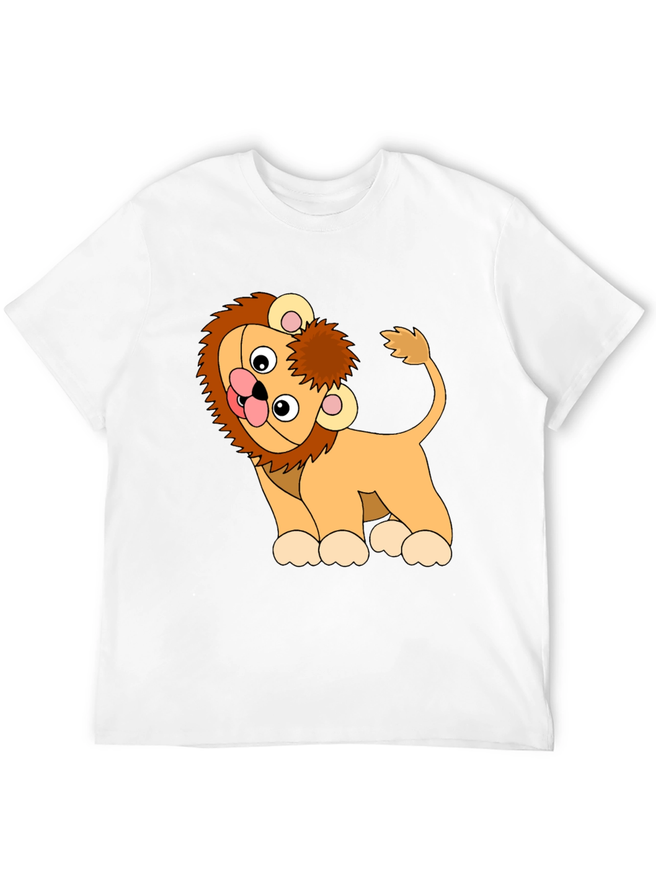 Cute Cartoon Lion Black T-Shirt