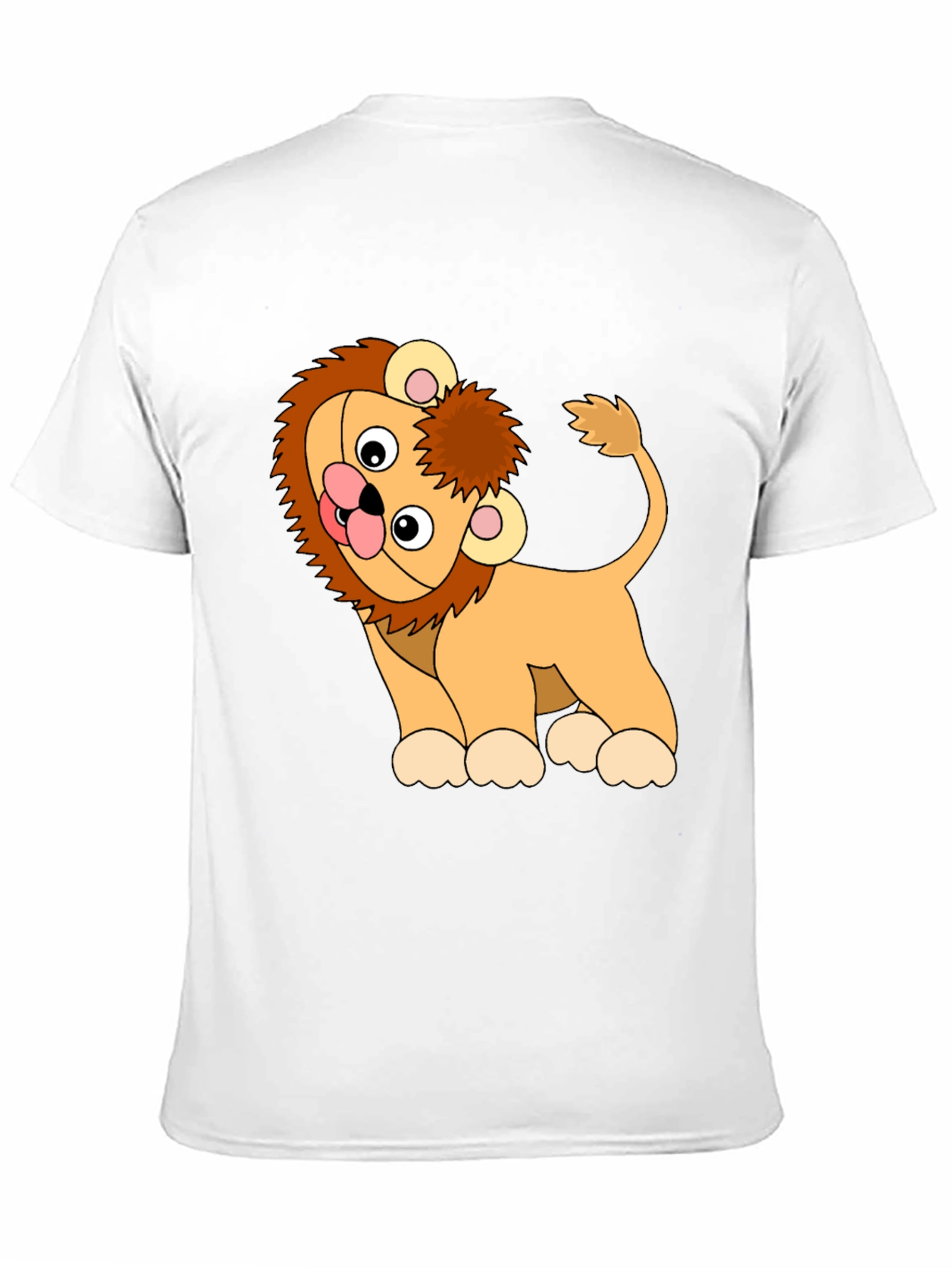 Cute Cartoon Lion Black T-Shirt