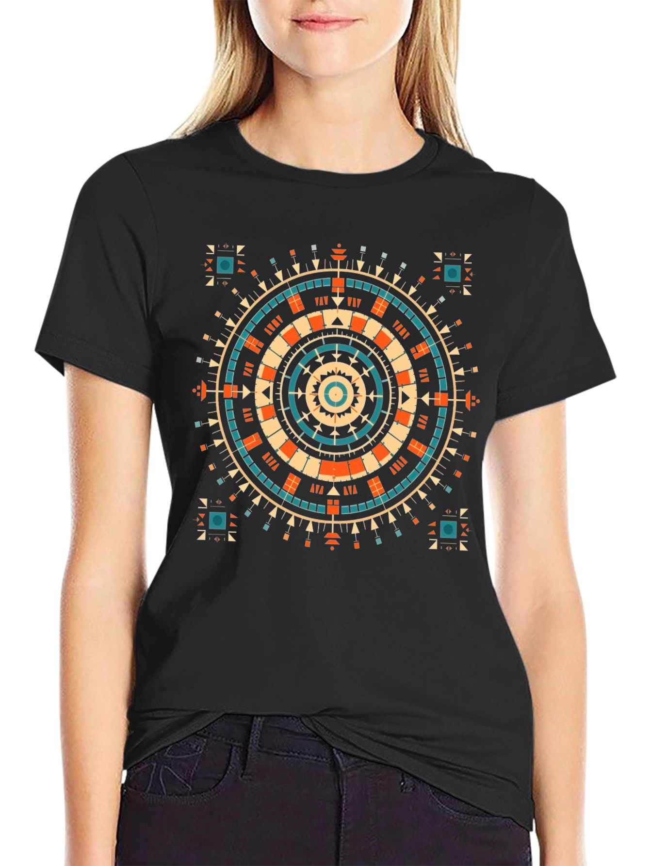 Geometric Aztec Style Graphic Print Tee