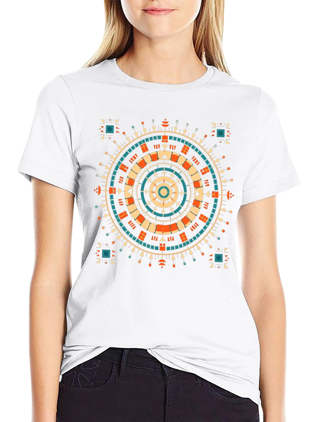 Geometric Aztec Style Graphic Print Tee
