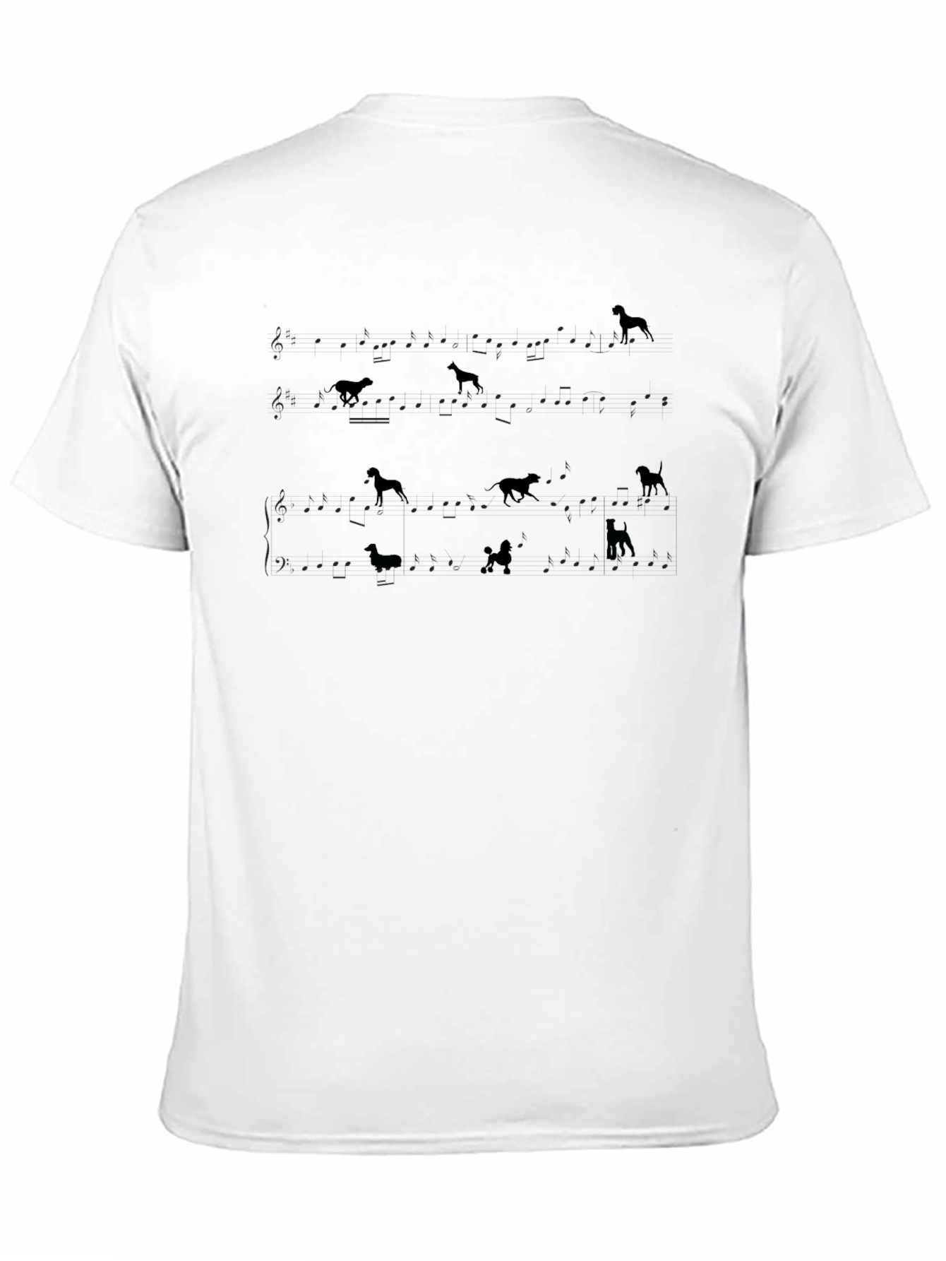 Dog Breed Pattern Black Crew Neck T-Shirt