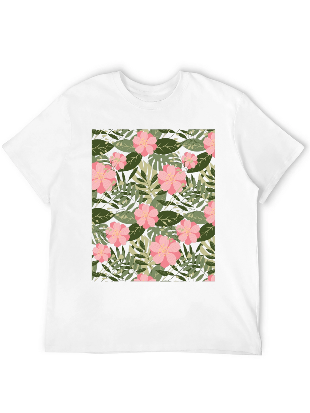Tropical Floral Print Black T-Shirt