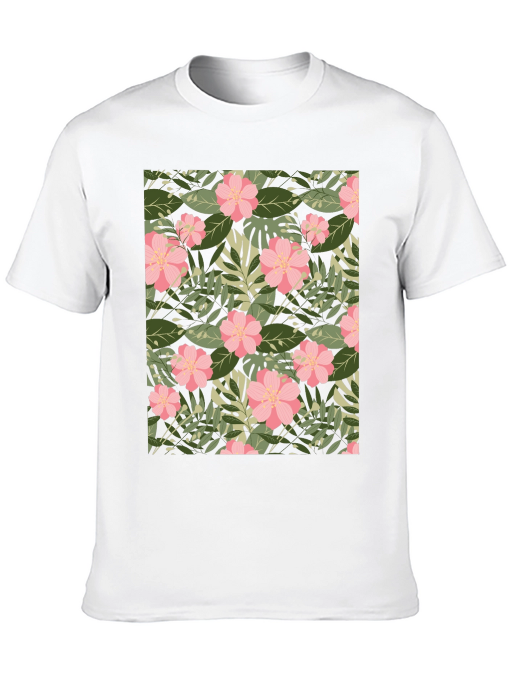Tropical Floral Print Black T-Shirt