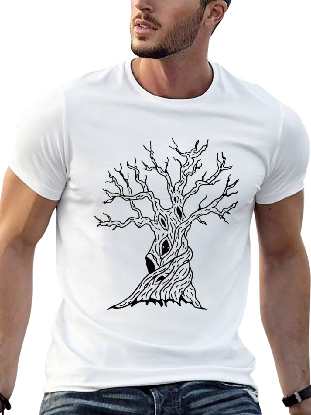 Mens Black Tree Graphic Tee