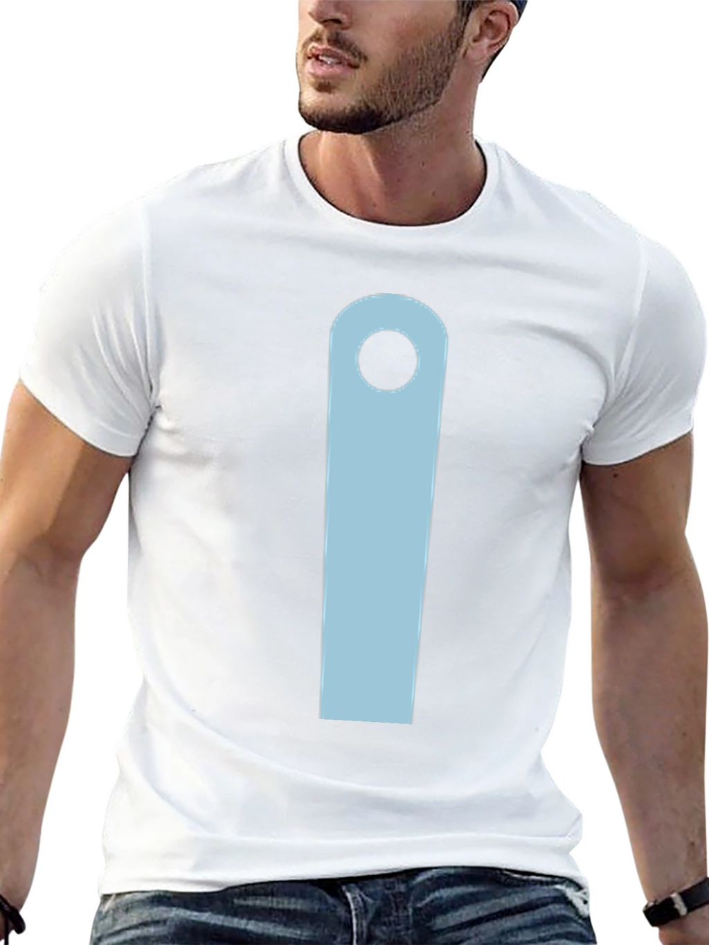 Minimalist Black T-Shirt with Light Blue Design