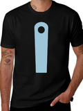 Minimalist Black T-Shirt with Light Blue Design
