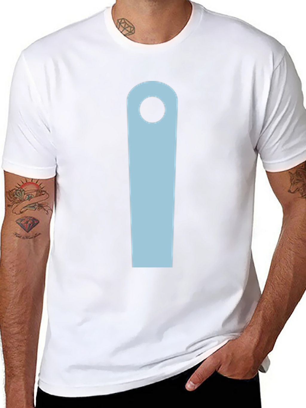 Minimalist Black T-Shirt with Light Blue Design