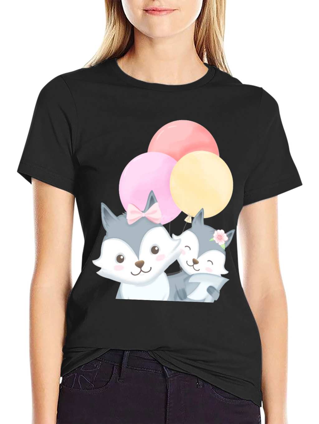 Cute Cartoon Fox Balloons T-Shirt