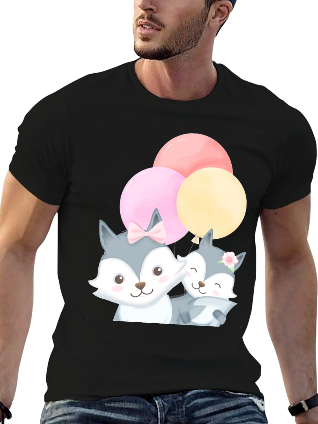 Cute Cartoon Fox Balloons T-Shirt