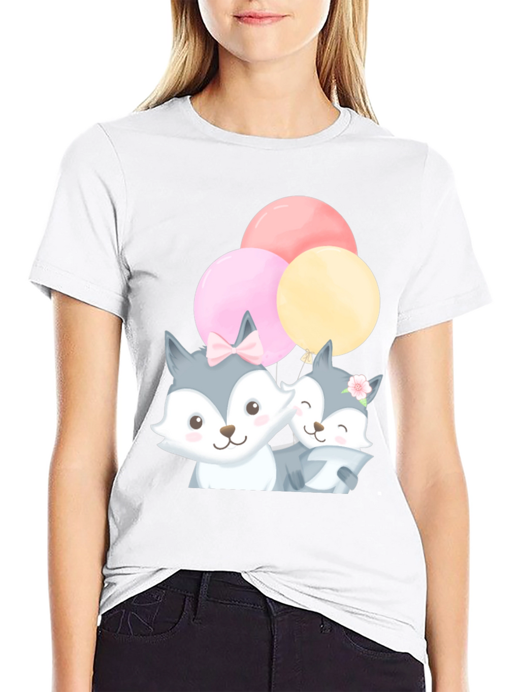 Cute Cartoon Fox Balloons T-Shirt