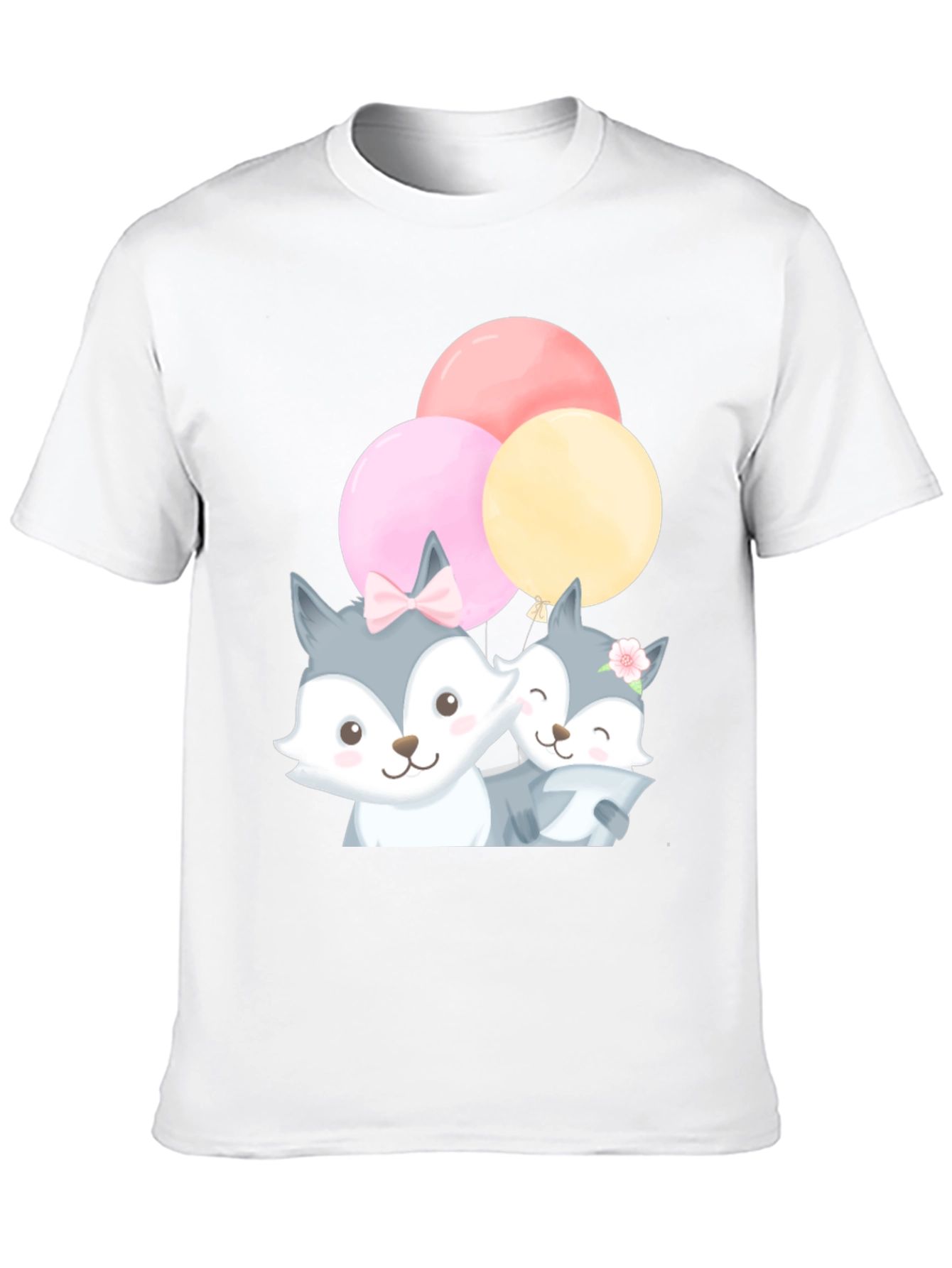 Cute Cartoon Fox Balloons T-Shirt