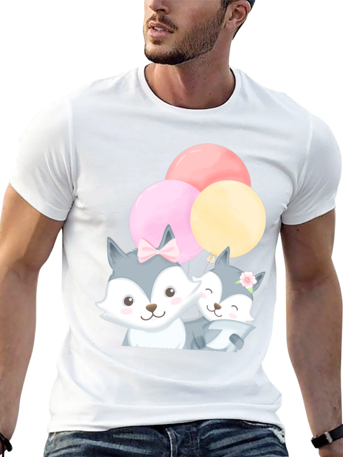 Cute Cartoon Fox Balloons T-Shirt