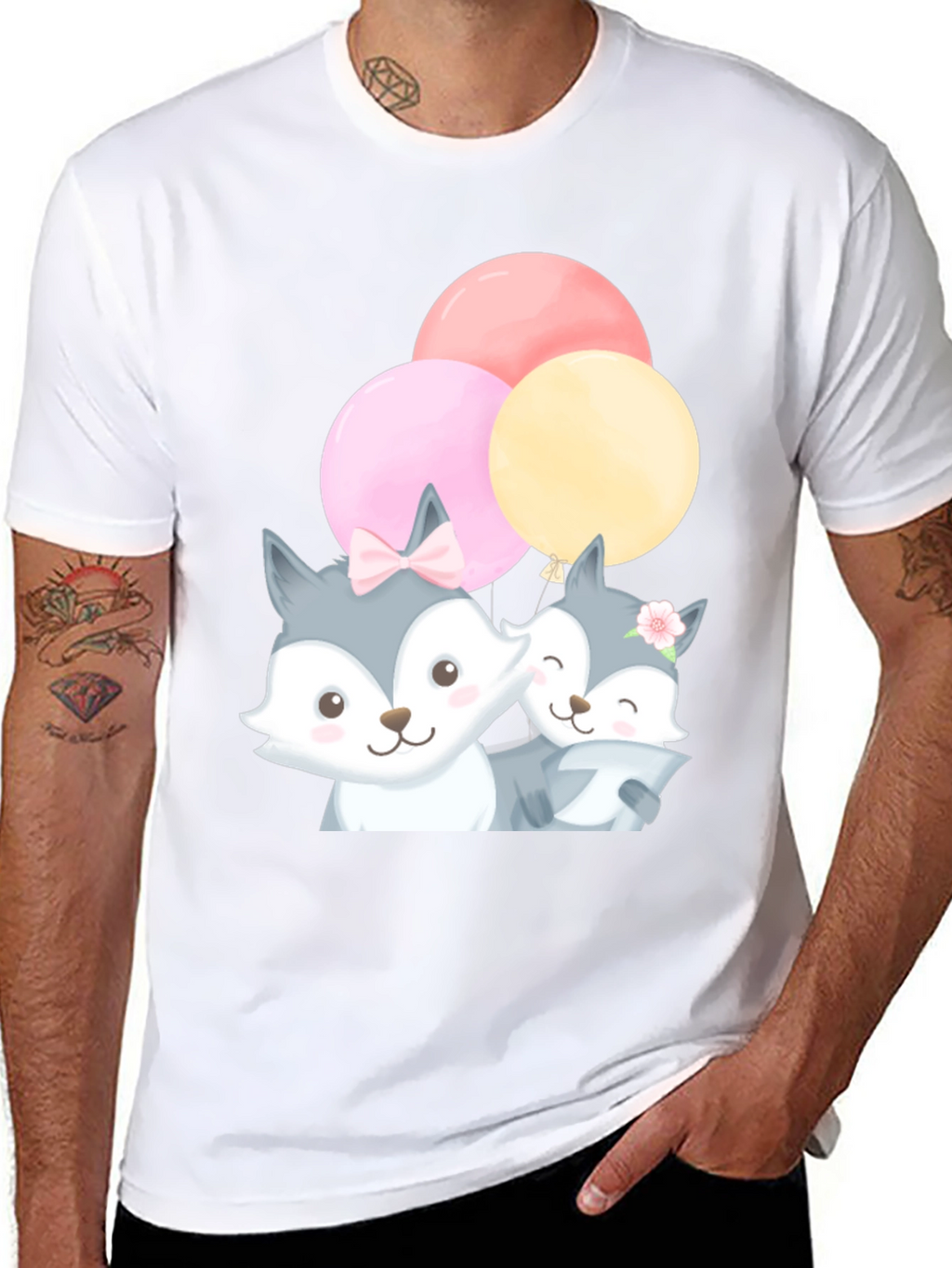 Cute Cartoon Fox Balloons T-Shirt
