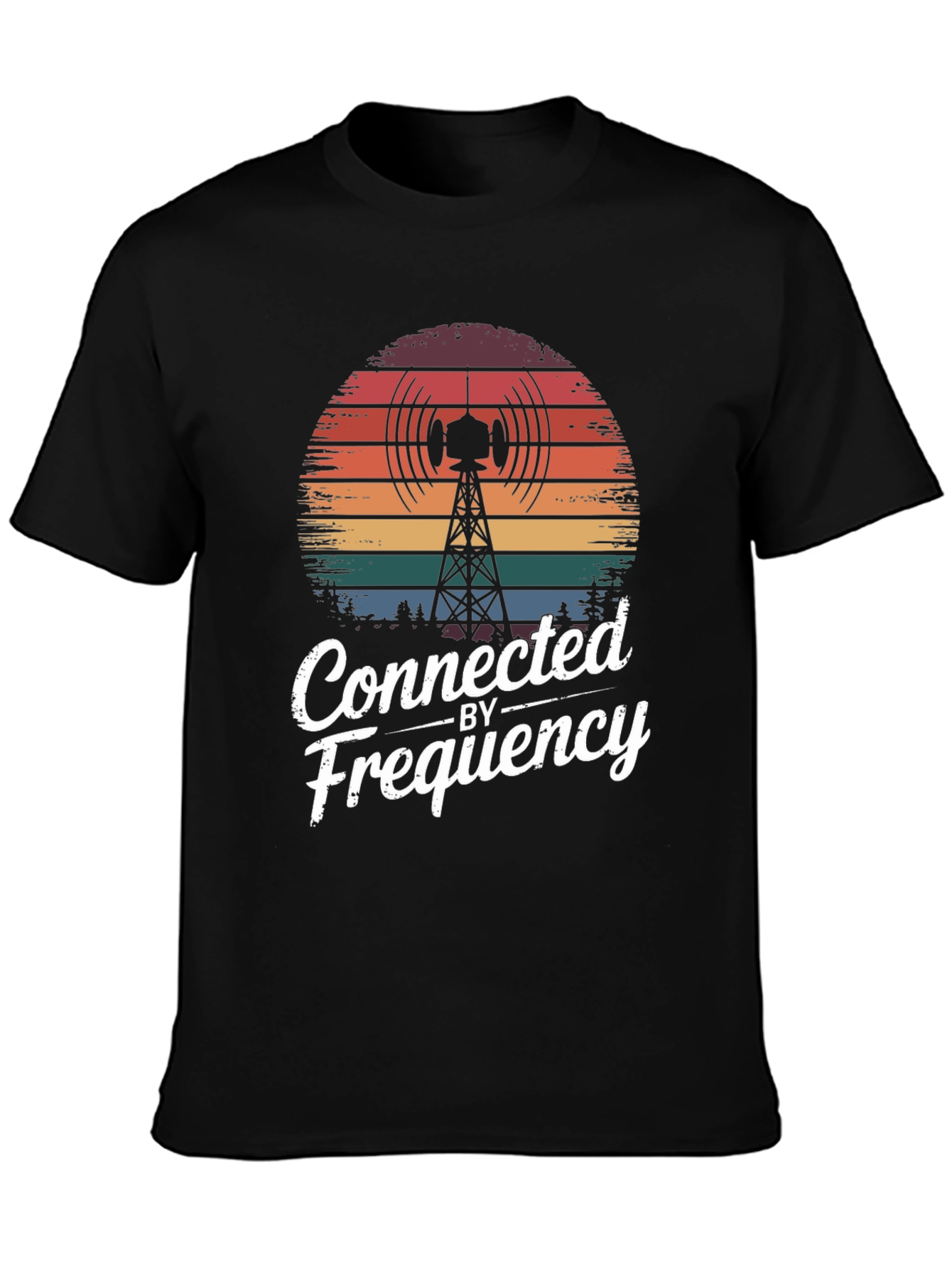 Connected by Frequency Tee - Retro Radio Tower Design