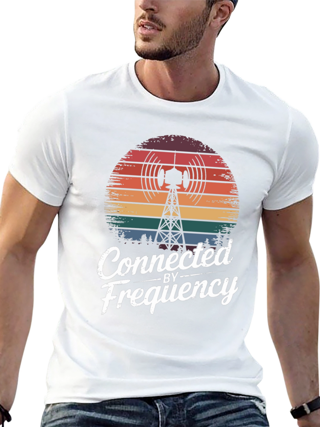 Connected by Frequency Tee - Retro Radio Tower Design