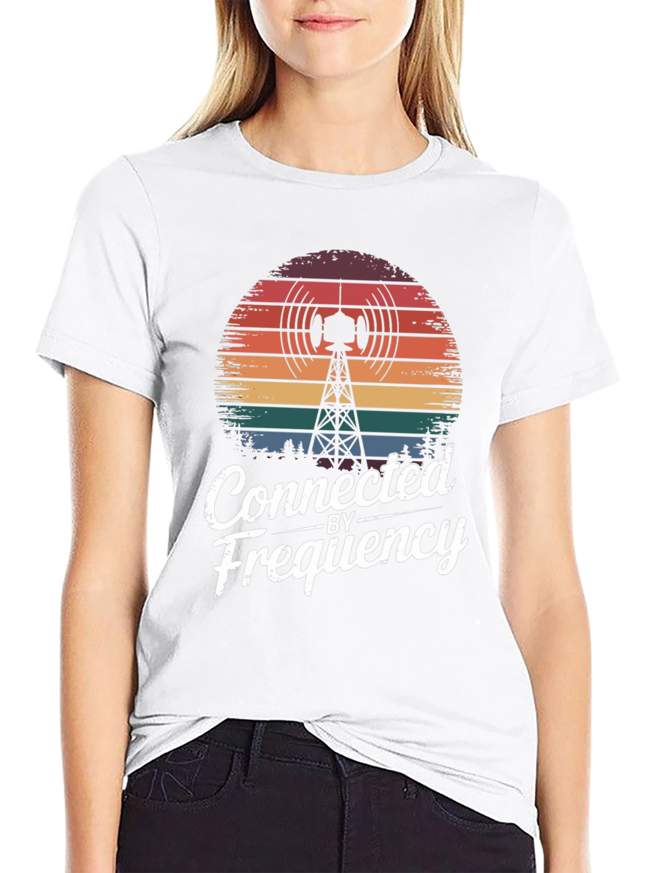 Connected by Frequency Tee - Retro Radio Tower Design