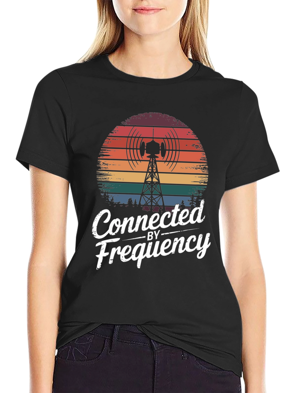 Connected by Frequency Tee - Retro Radio Tower Design