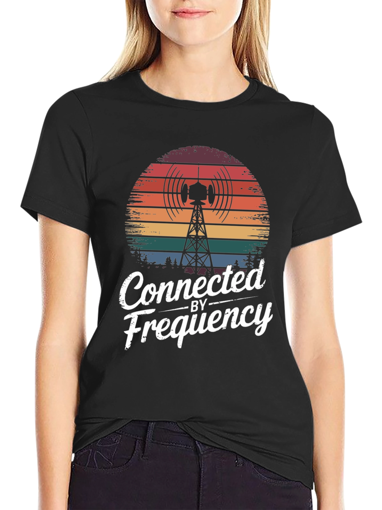 Connected by Frequency Tee - Retro Radio Tower Design