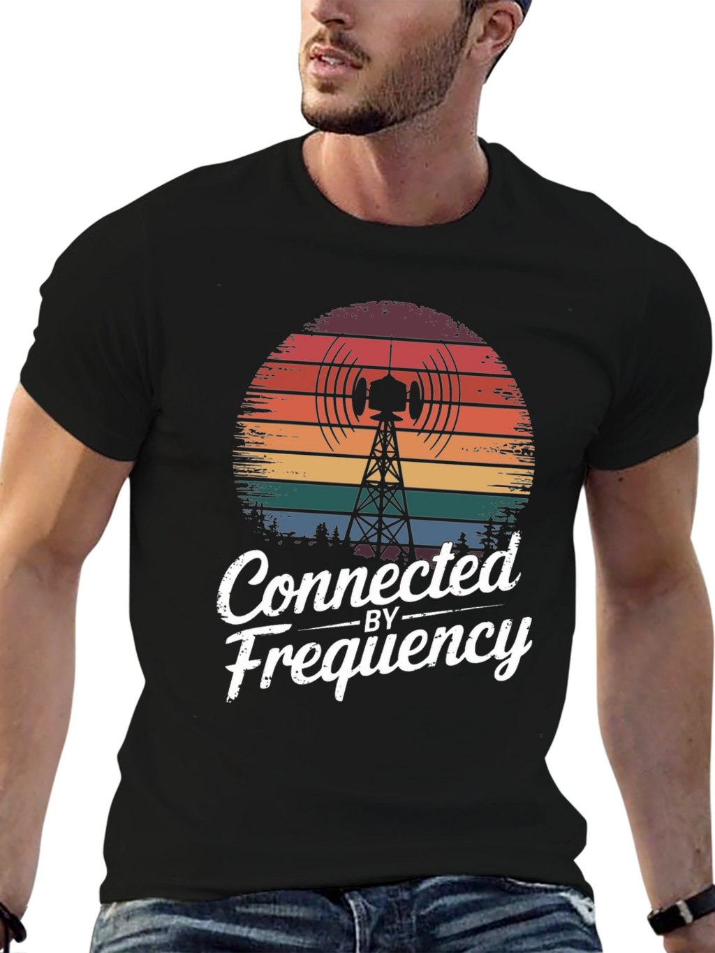 Connected by Frequency Tee - Retro Radio Tower Design