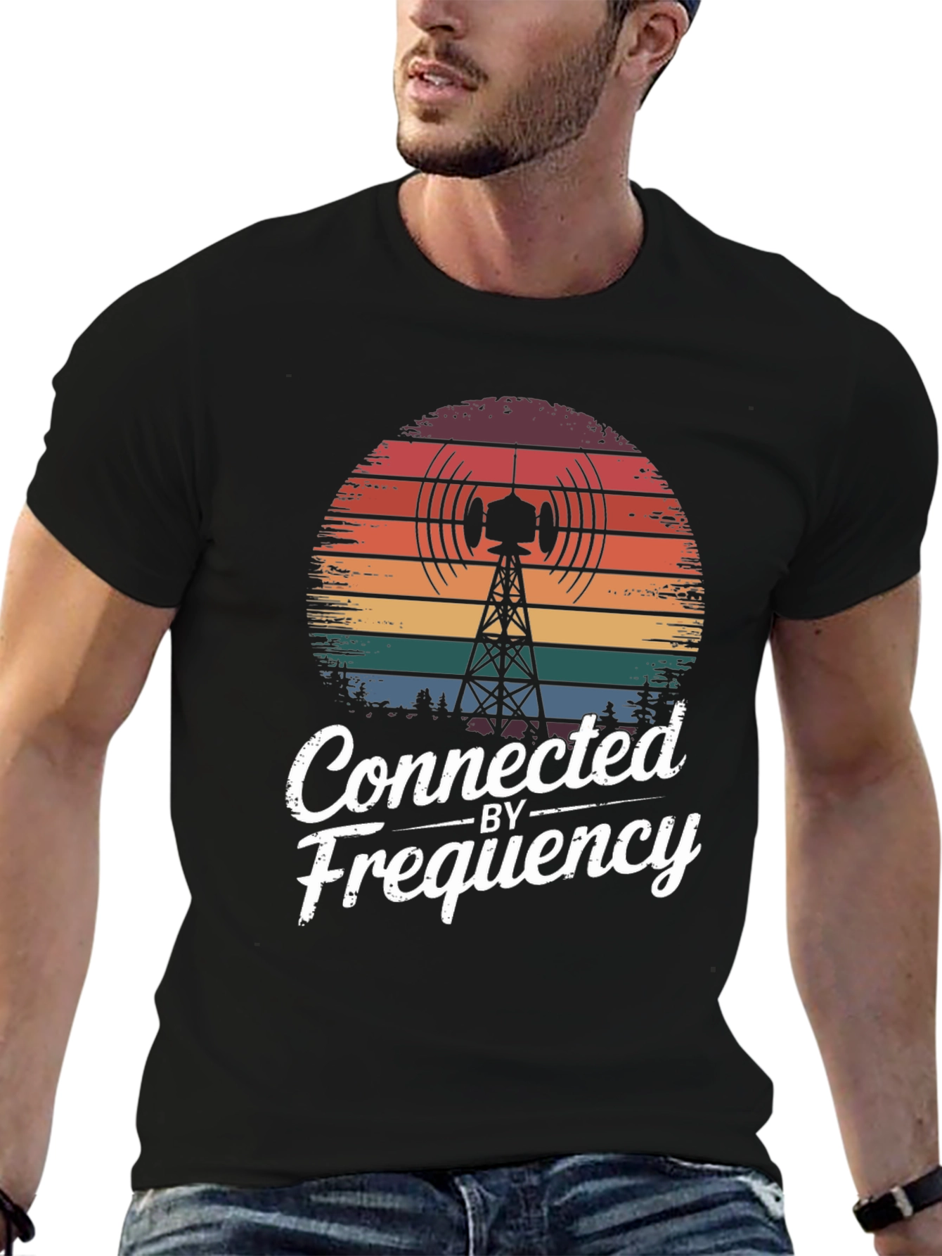 Connected by Frequency Tee - Retro Radio Tower Design