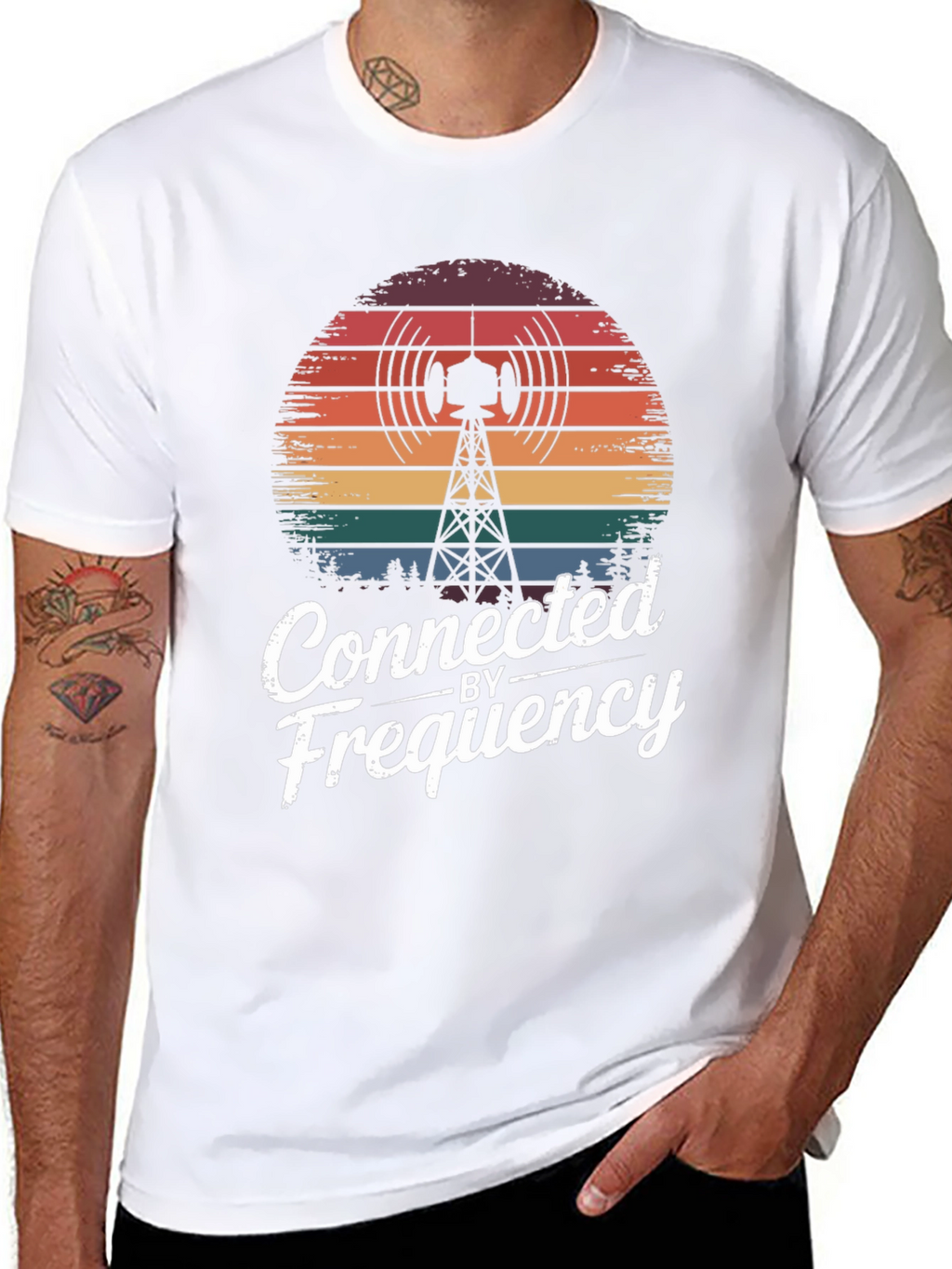 Connected by Frequency Tee - Retro Radio Tower Design