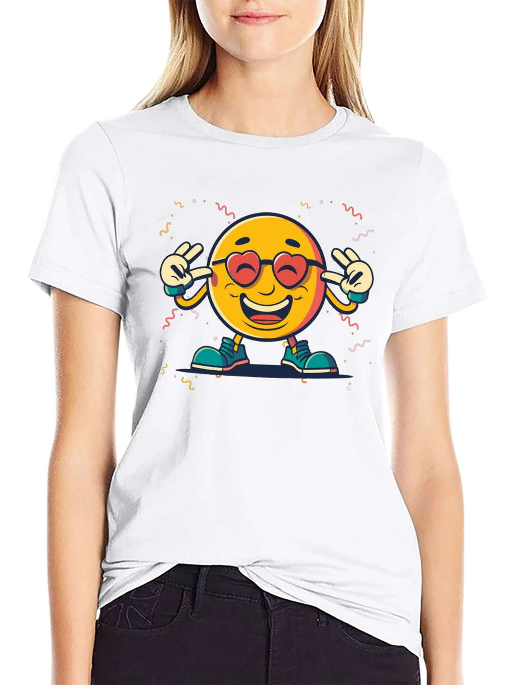 Emoji Graphic Print Black T-Shirt