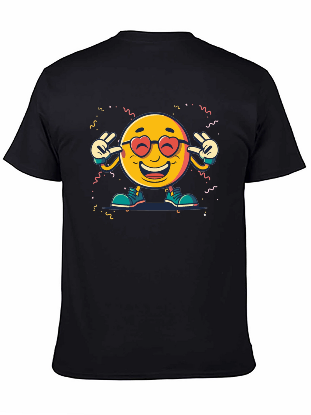 Emoji Graphic Print Black T-Shirt