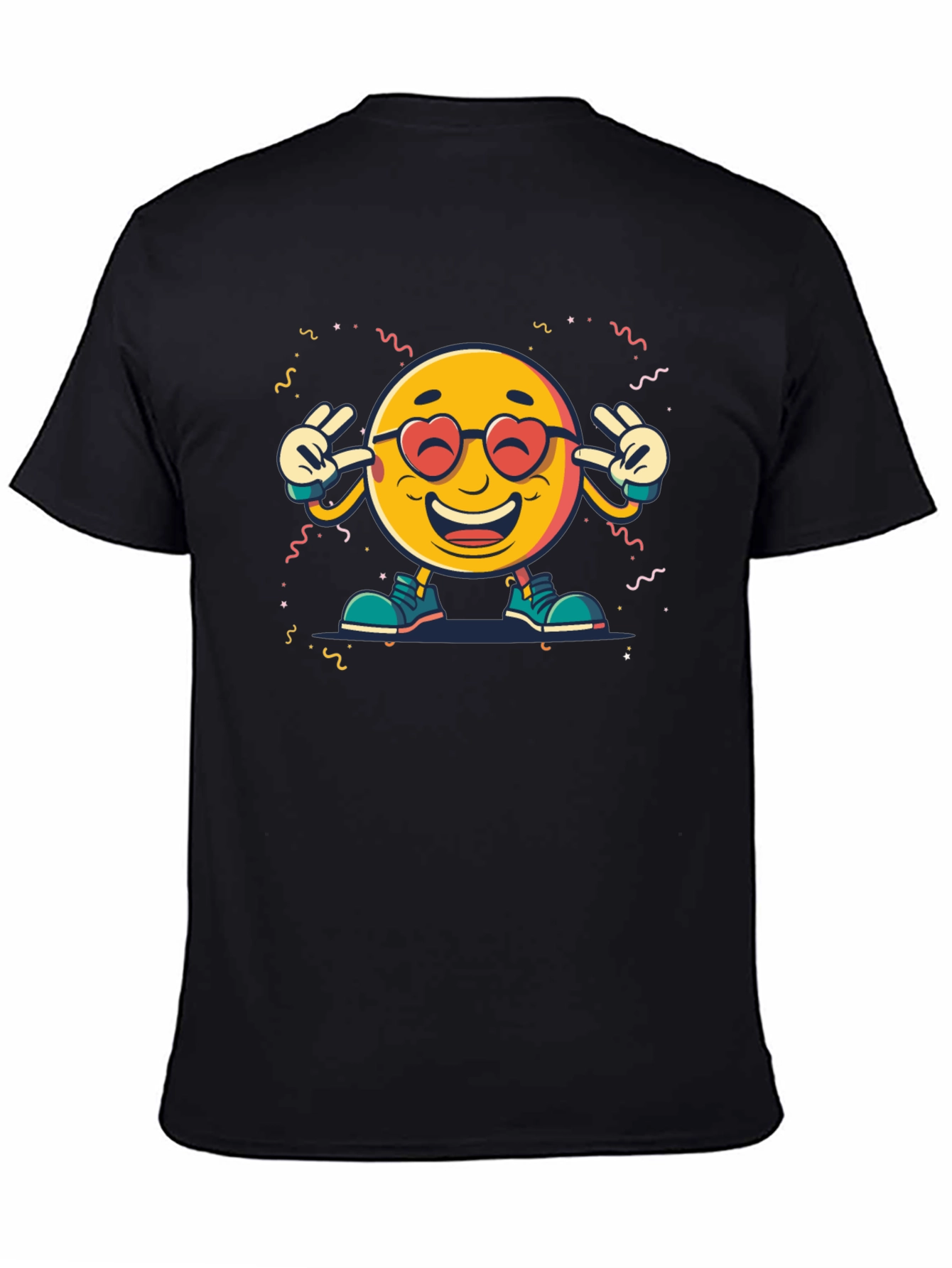 Emoji Graphic Print Black T-Shirt