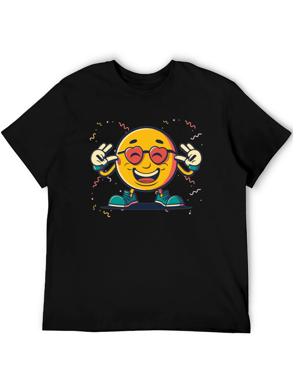 Emoji Graphic Print Black T-Shirt
