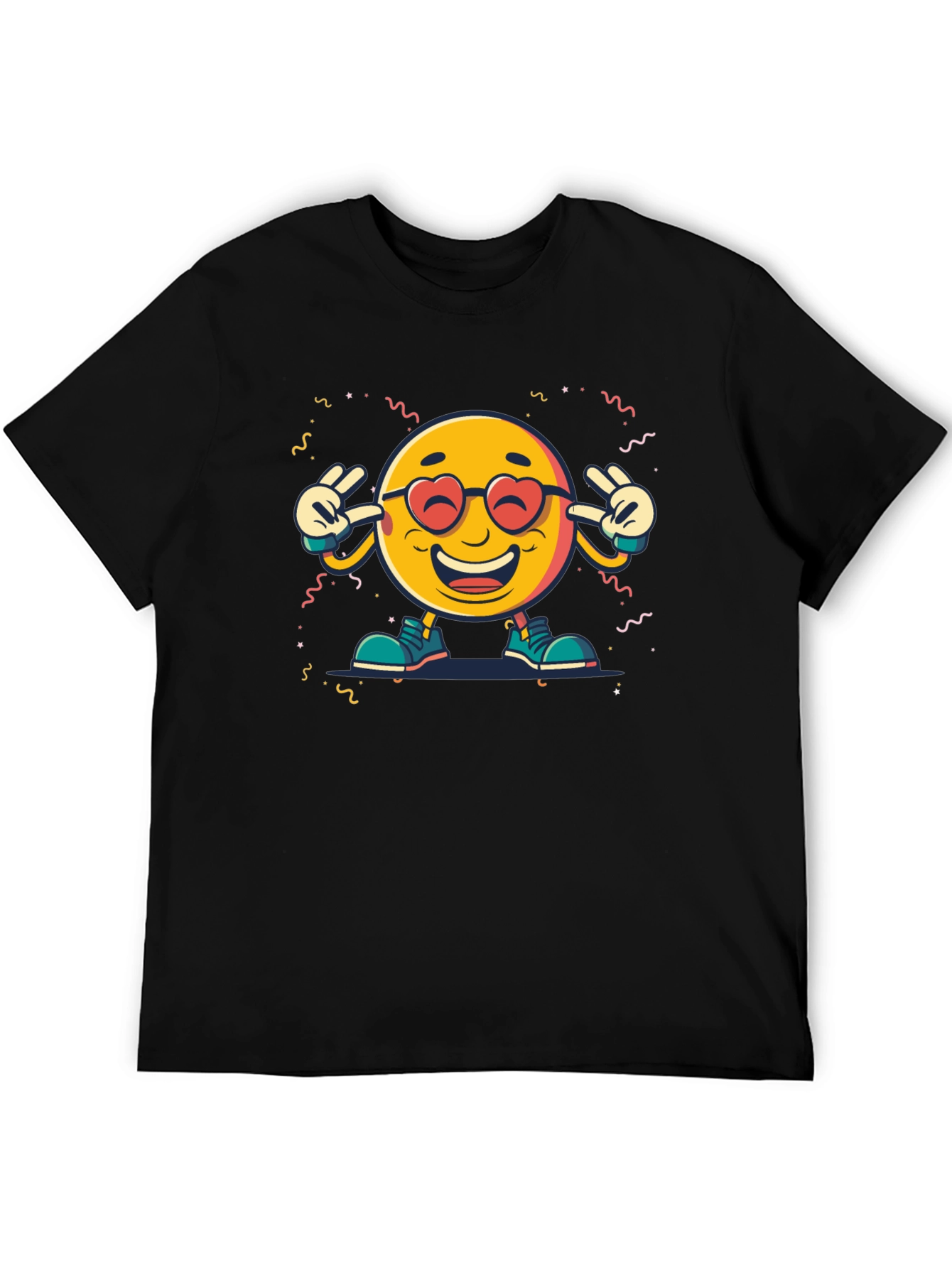 Emoji Graphic Print Black T-Shirt