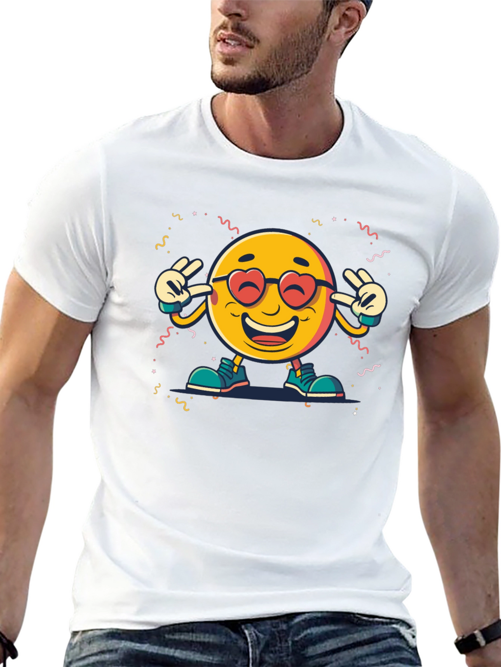 Emoji Graphic Print Black T-Shirt