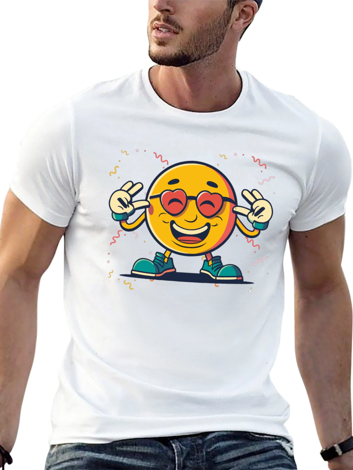 Emoji Graphic Print Black T-Shirt