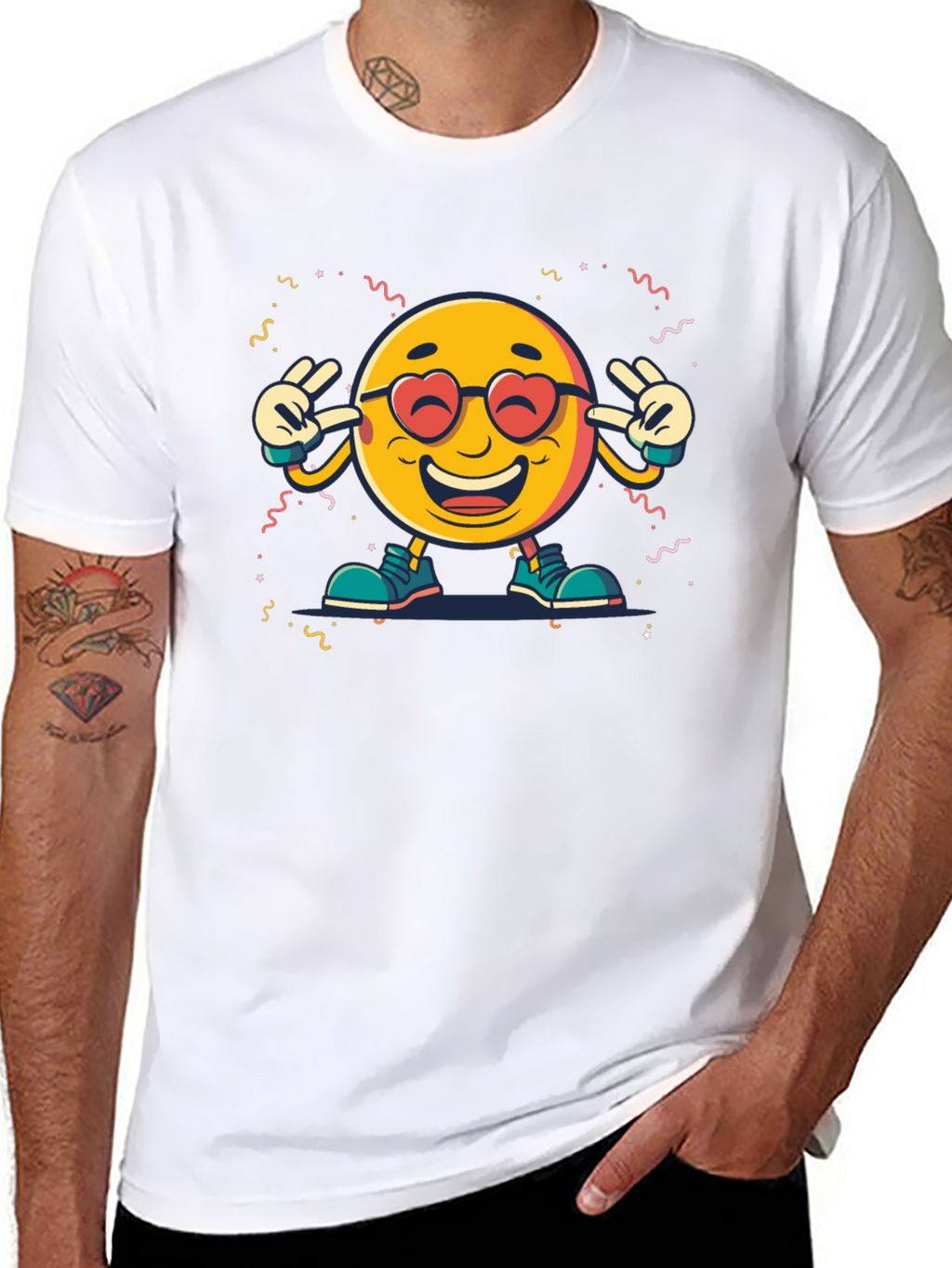 Emoji Graphic Print Black T-Shirt