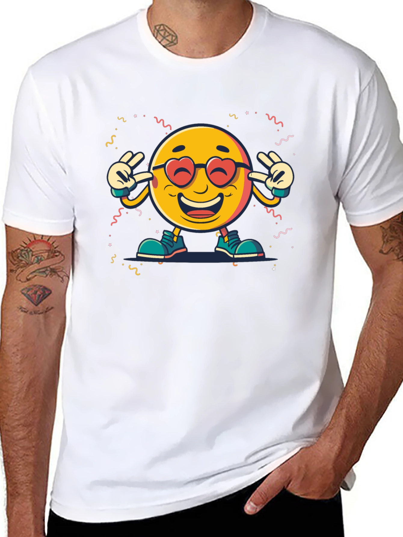 Emoji Graphic Print Black T-Shirt