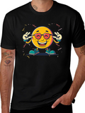 Emoji Graphic Print Black T-Shirt