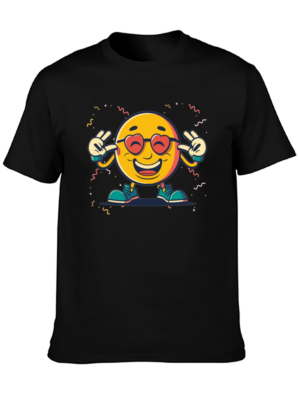 Emoji Graphic Print Black T-Shirt