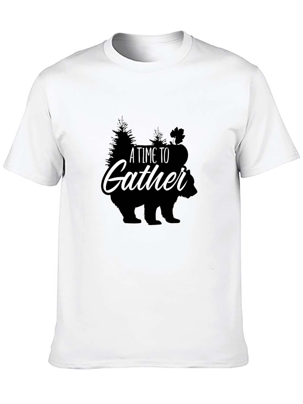 Gathering Time Graphic Tee - Bear & Trees Print