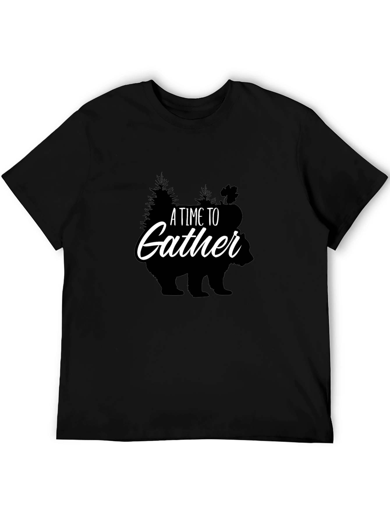 Gathering Time Graphic Tee - Bear & Trees Print