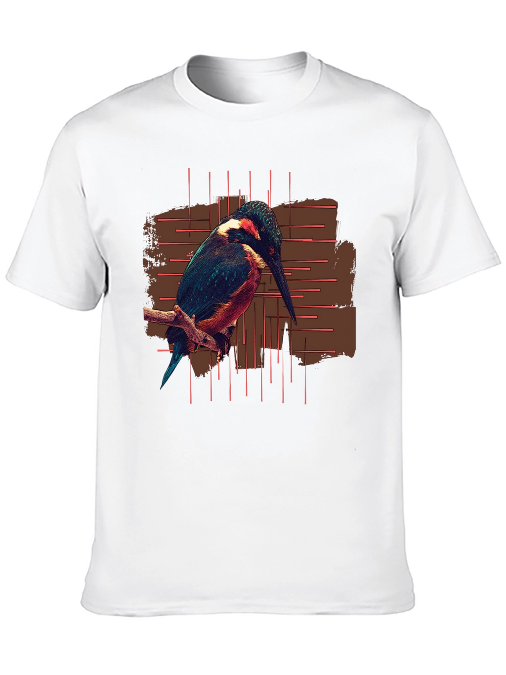 Kingfisher Bird Graphic Print Black T-Shirt