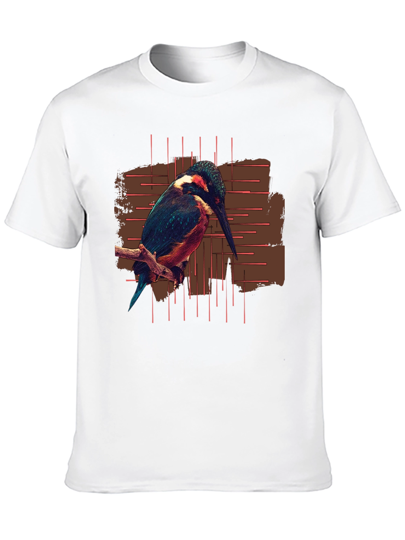 Kingfisher Bird Graphic Print Black T-Shirt