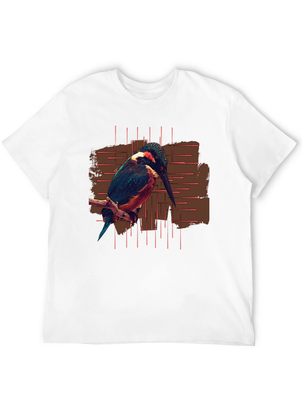 Kingfisher Bird Graphic Print Black T-Shirt