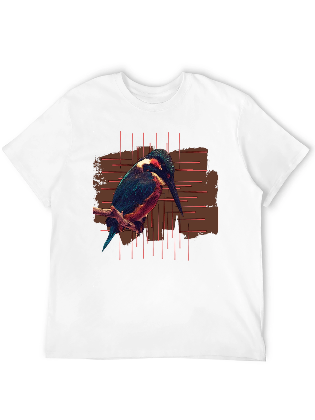 Kingfisher Bird Graphic Print Black T-Shirt