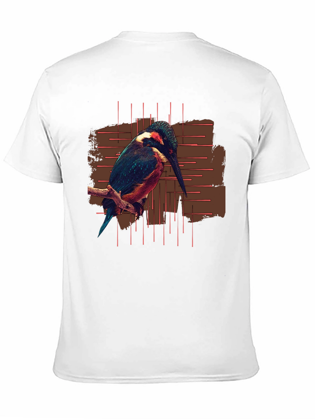 Kingfisher Bird Graphic Print Black T-Shirt
