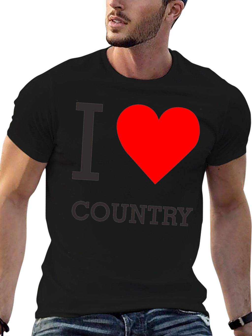 I Love Country Black Graphic Tee