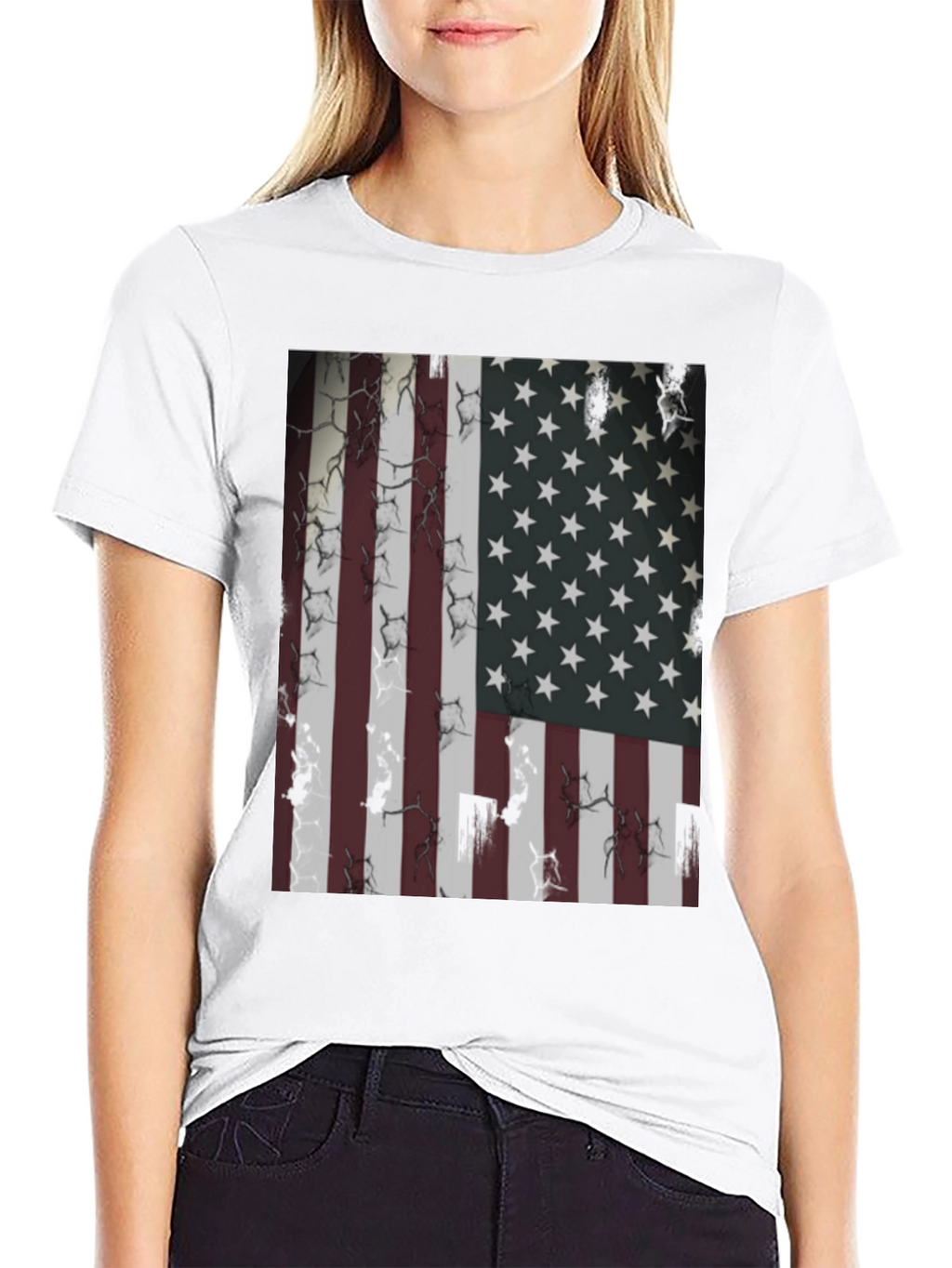 American Flag Graphic Tee - Distressed USA Design
