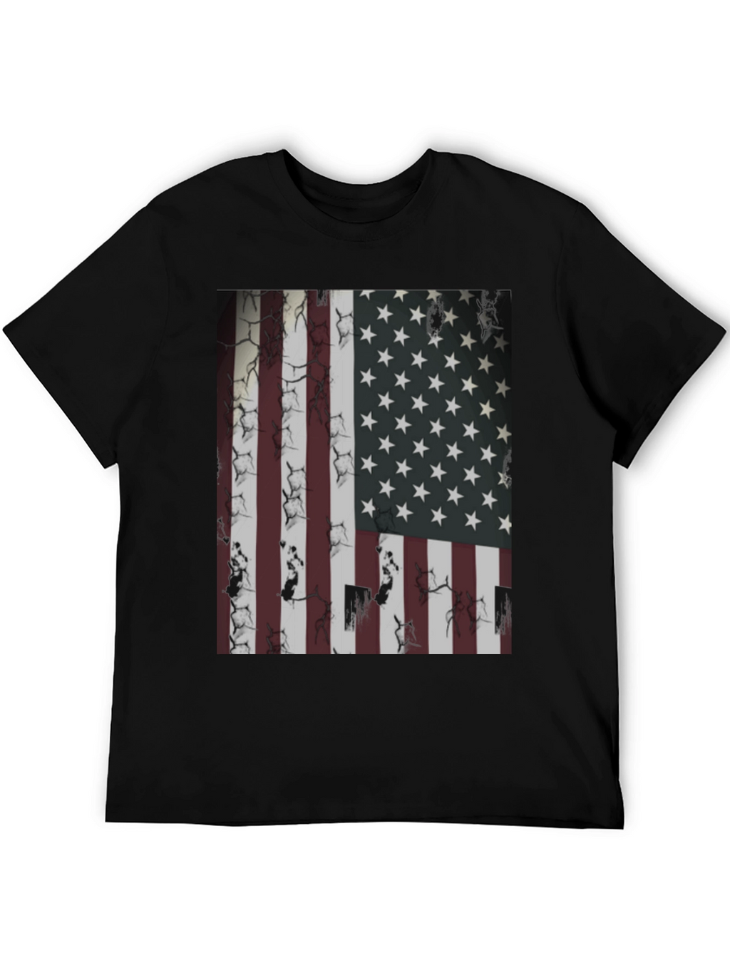 American Flag Graphic Tee - Distressed USA Design