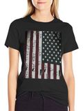 American Flag Graphic Tee - Distressed USA Design