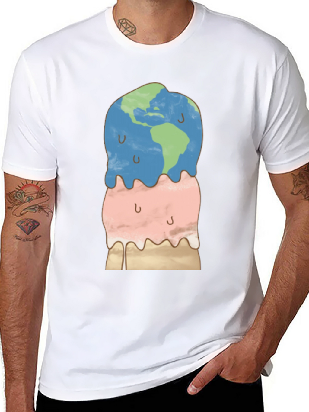 Earth Ice Cream Graphic Tee - Global Warming Awareness